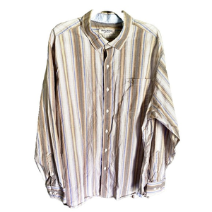 Tommy Bahama 100%‎ Pima Cotton Long Sleeve Striped Button Down XXL
